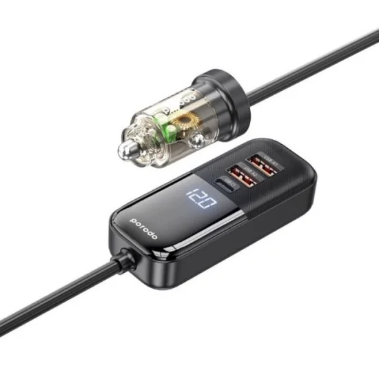 Porodo Multi-Port Power Delivery Quick-Charging Hub Dual USB-C - USB-A - Black